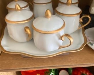 1970s Seyei Pots De Creme Set; fine porcelain China