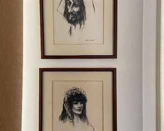 Framed Charcoal Art by Juan Ricardo 