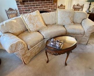 BUY IT NOW! $500 Curved Cream Sofa by Plunkett Furniture