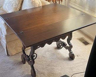 BUT IT NOW! $400 Spanish Baroque Wrought Iron, Carved Console Table with Fold Out Leaves 