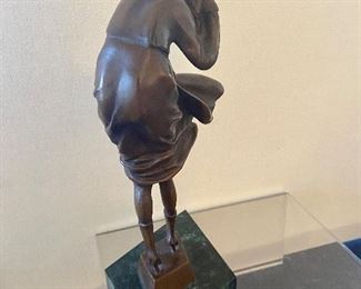 'The Squall' reproduction Bronze Statue; green marble base