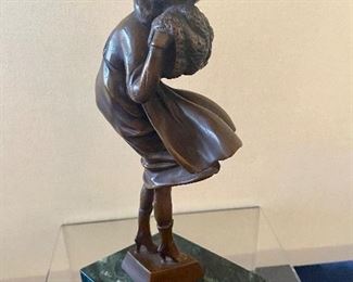 'The Squall' reproduction Bronze Statue; green marble base