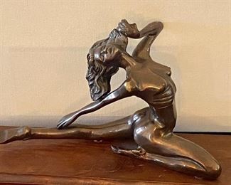 Bronze Nude Woman Stretching; Sculpture