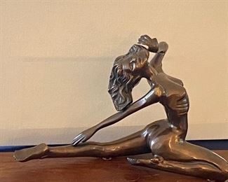 Bronze Nude Woman Stretching; Sculpture