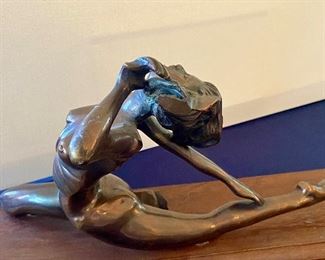 Bronze Nude Woman Stretching; Sculpture