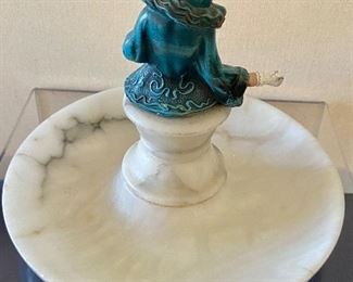 Vintage Art Deco Lady Figural Alabaster Dish, Vanity Tray