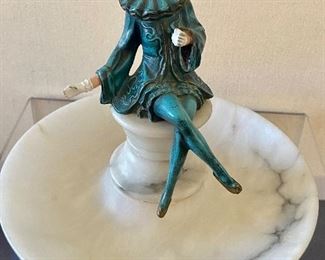 Vintage Art Deco Lady Figural Alabaster Dish, Vanity Tray