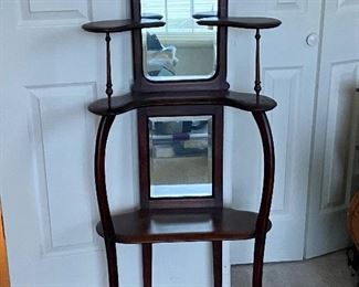 BUY IT NOW! $100 Antique Etagere display shelf with mirrors. 53.5hx22w