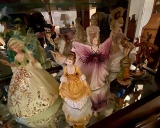 Assorted Lady Porcelain Figurines; includes: Josef originals, Royal Doulton, Lefton and more 