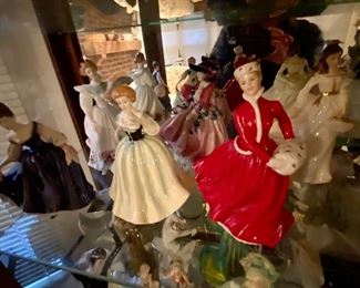 Assorted Lady Porcelain Figurines; includes: Josef originals, Royal Doulton, Lefton and more 