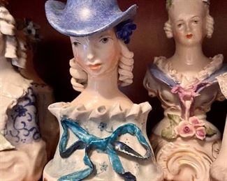 Vintage Cordey 5009 Victorian Woman Bust with Blue Hat- porcelain, 6.5"