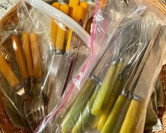 Vintage Bakelite handled flatware sets