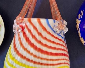 Block Mouth Blown Crystal Candy Stripe Purse