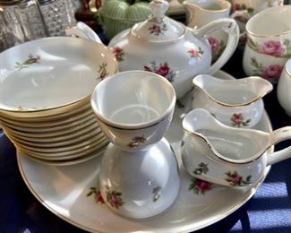 Furstenberg West-Germany -Hand-Painted Rose Bud Porcelain Breakfast Dish Set 