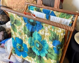 Vintage 1970's Blue Floral Magazine/Crochet Holder