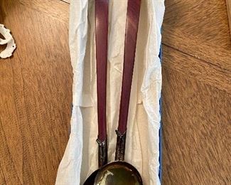 Rosewood and sterling Salad Server set 