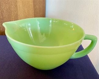 Vintage Fire King Ware - Jadeite Bowl w/handle 4x8.25" 