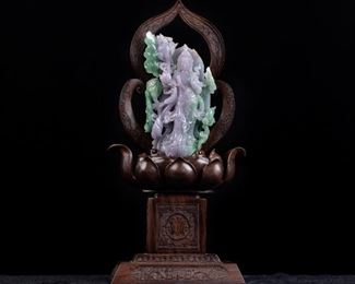 JD995 Jadeite Standing Kwan Yin 6.5H x 4W