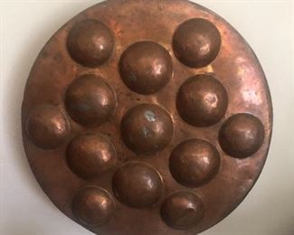 Antique French copper escargot pan