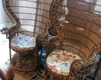 Pair of 1960s/70s rattan peacock chairs