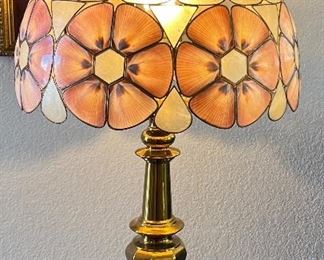 Brass Lamp w Shell Shade