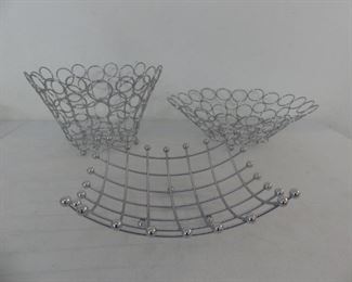 3 Metal Fruit Baskets