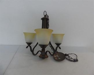 Portfolio Llana 3-Light Chandelier #34349 - Black Bronze Finish Etched Amber Shades