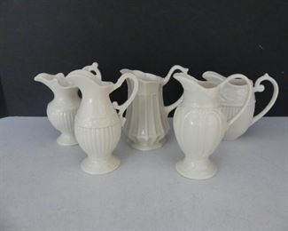 Two's Company Thatcham Ivory Creamware Set of 5 Creamer/Pitchers - In Box