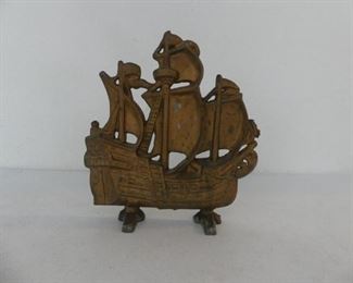 Vintage Spanish Galleon Cast Iron Doorstop