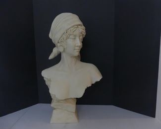 Large Alabaster Look Resin Gypsy Woman Bust - Stamped TC 1999 - 28" Tall