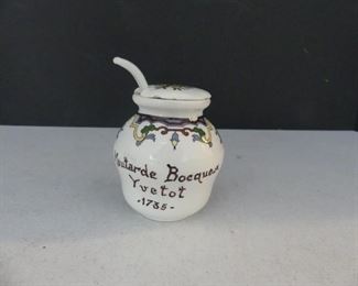 Moutarde Bocquet Yvetot Mustard Jar with Lid & Spoon