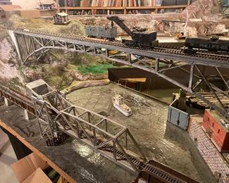 Several bridges on train table