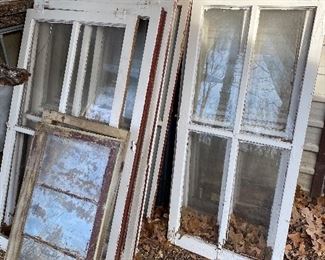 Antique wood frame glass windows