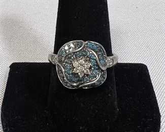 Pave blue & white diamond