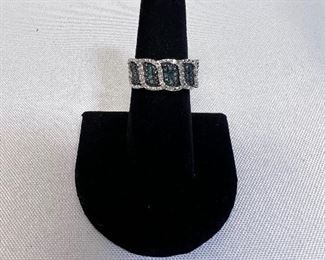 Pave Blue & white diamond