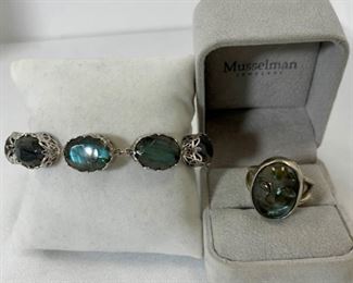 Labradorite And Sterling Silver Ring And Bracelet