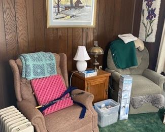 Power chair on right lifts up 