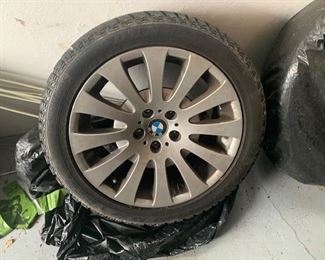 Set of 4 B.M.W. Snow Tires  with Rims one season used Dunlop 45 R 18