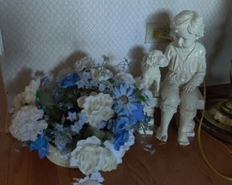 plaster or resin statue, deco plant