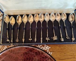 silver plate deco dinner spoons