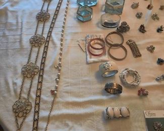vintage and costume belts, bracelets, clip-on earrings