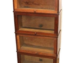 
Lot 502
Antique Nicholson 4 stack barrister bookcase in the three quarters size from Chase City, Virginia
