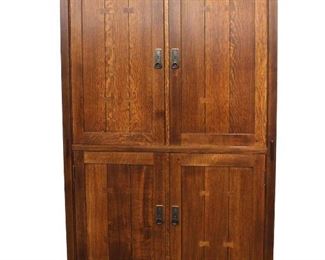 
Lot 510A
Nice Stickley mission oak 4 door bar/armoire with mirror back and marble insert
