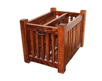 
Lot 518
Believed to be Stickley mission oak magazine rack

