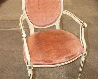 
Lot 543
Vintage painted frame French style balloon back arm chair
