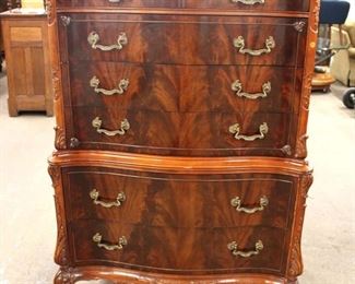 
Lot 546
Vintage French carved burl mahogany 6 drawer high chest
