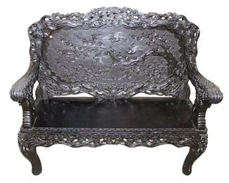 
Lot 549
Antique believed to be Japanese Meiji Period Circa 1880-1920 carved hardwood black finish bench
