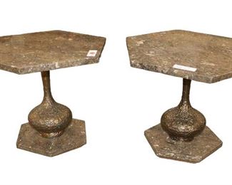 
Lot 551
Pair of mid century modern bronze and marble Italian lamp tables

