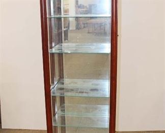 
Lot 585
Cherry finish traditional style side loading glass shelf curio display cabinet
