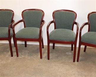 
Lot 591
Set of 4 Hardwood House mahogany frame arm chairs
